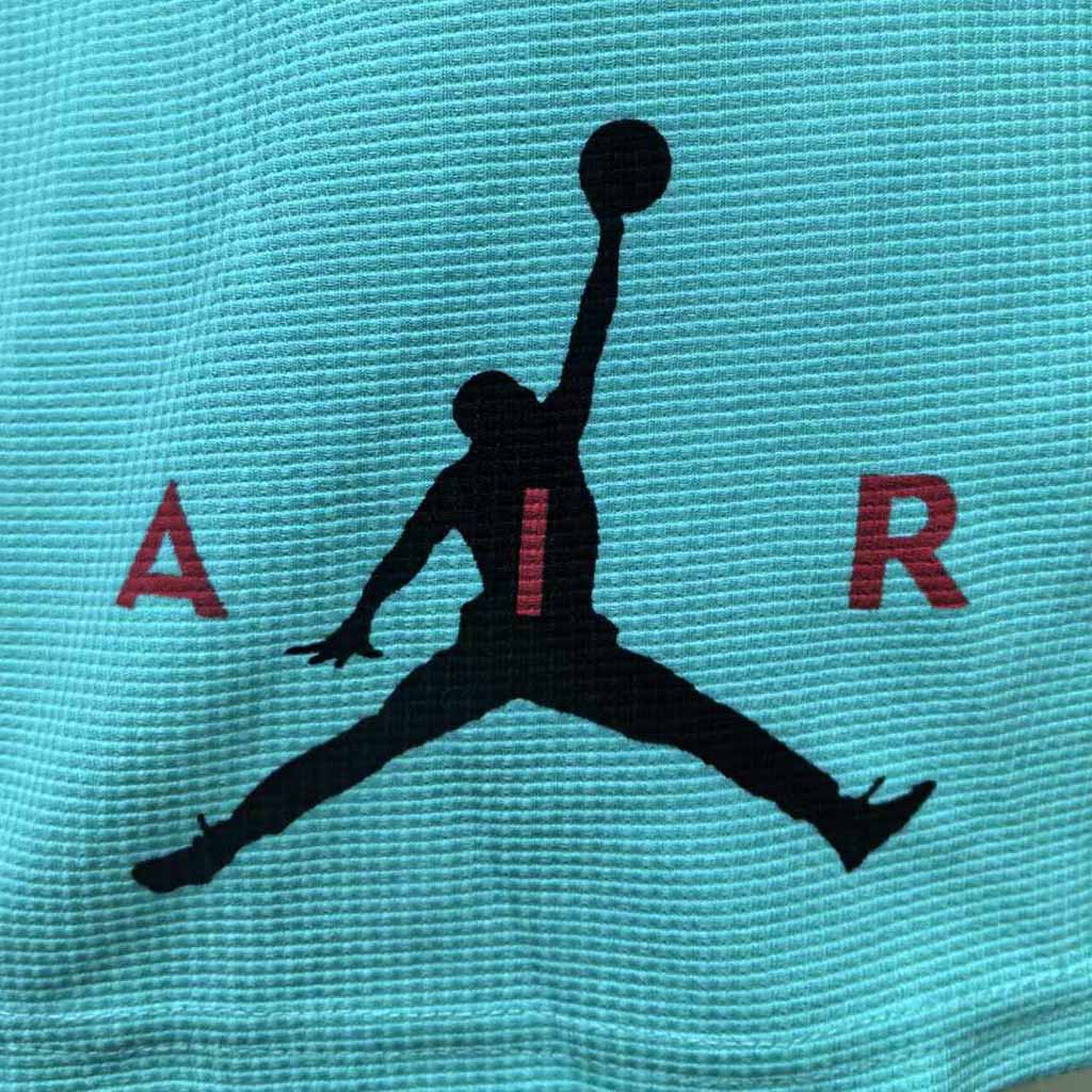 Unisex Waffle Knit Basketball Print Teal Oversized Streetwear Short-Sleeved T-shirt And Shorts Set