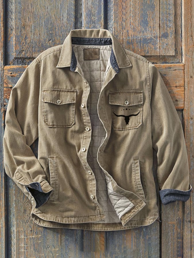 Short Ranch Jacket Men's Vintage Twill Ranch Jacket