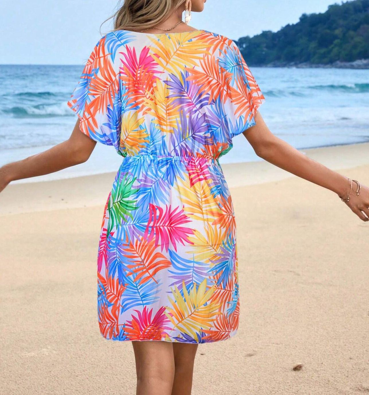 Women's Printed Casual Short Sleeve Cover Up