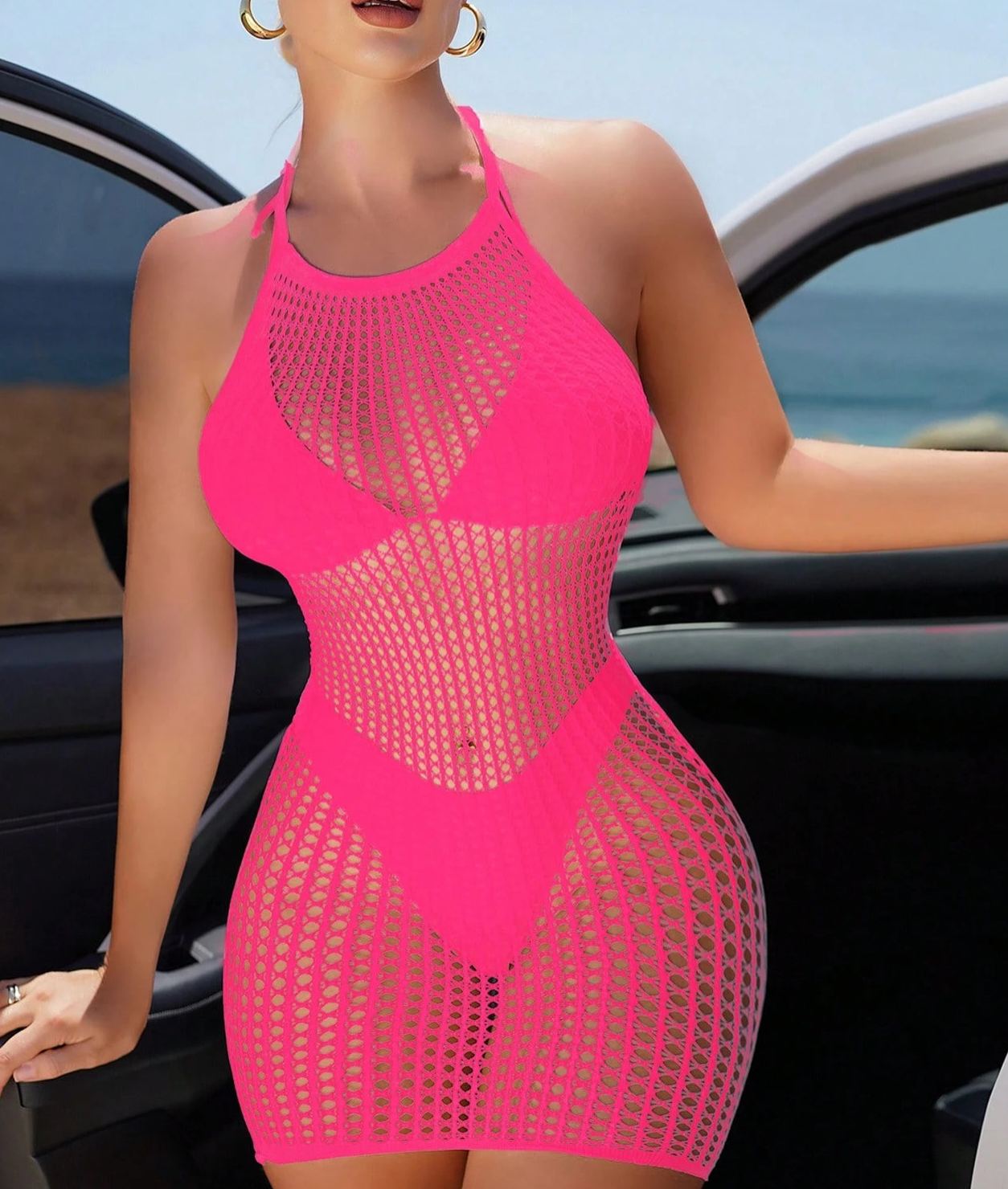 Women's Solid Color Halter Neck Backless Minimalist Casual Cover-Up Summer