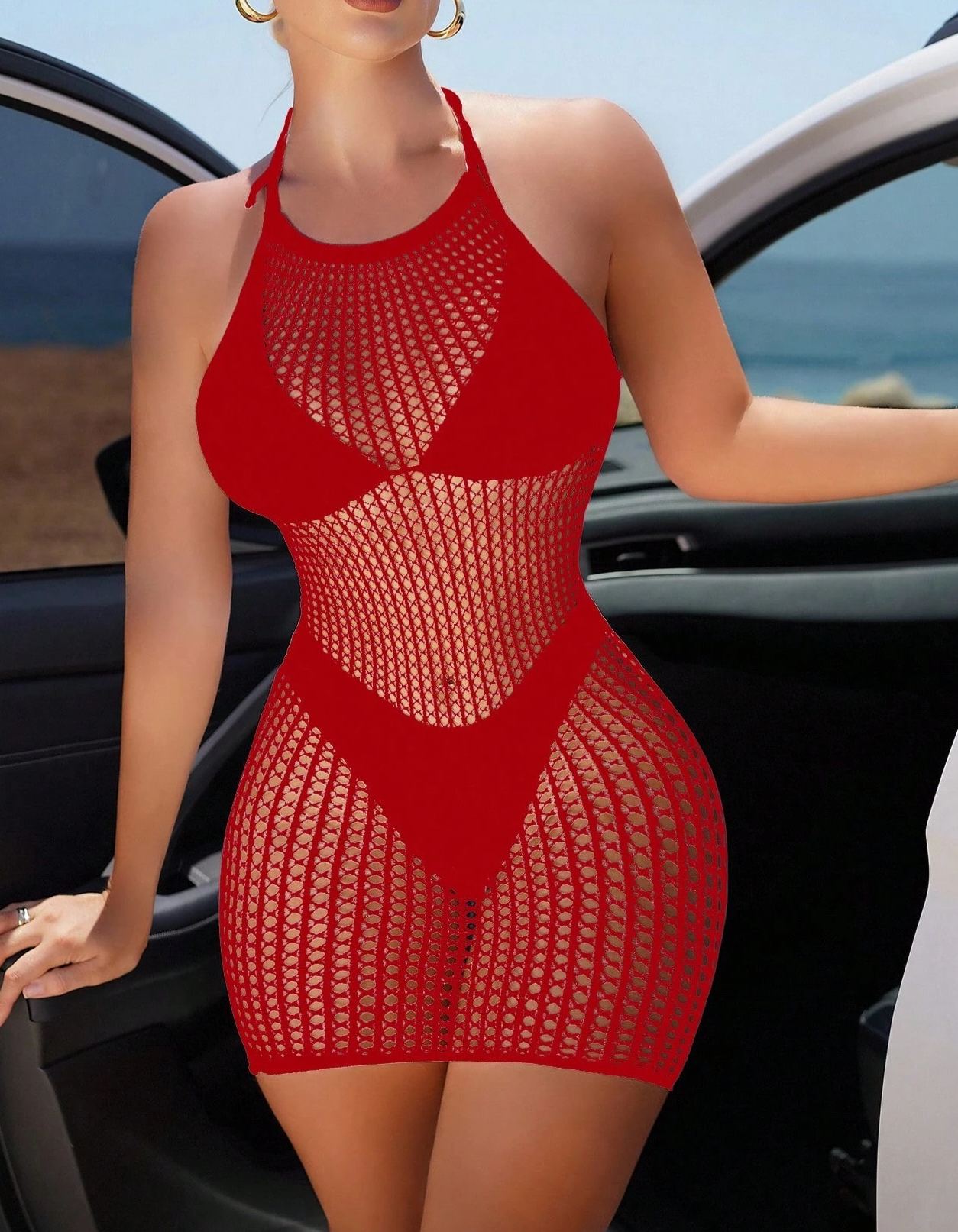 Women's Solid Color Halter Neck Backless Minimalist Casual Cover-Up Summer