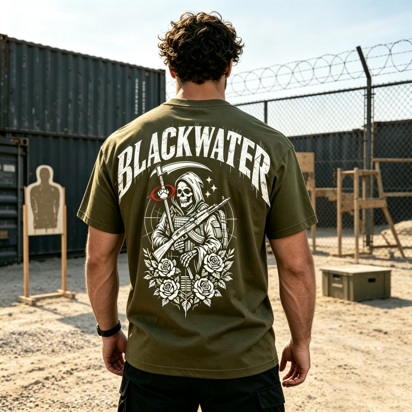 Grim Reaper With Gun Printed Men's T-Shirt