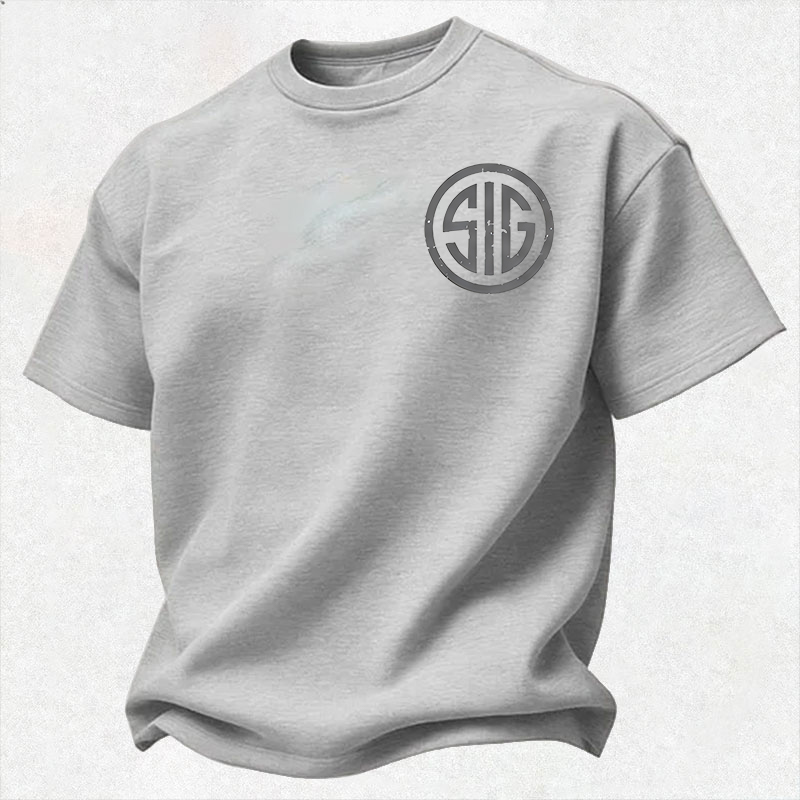 SIG The War Is Spiritual NEVER SETTLE Angel Statue Cotton Print Men's T-shirt