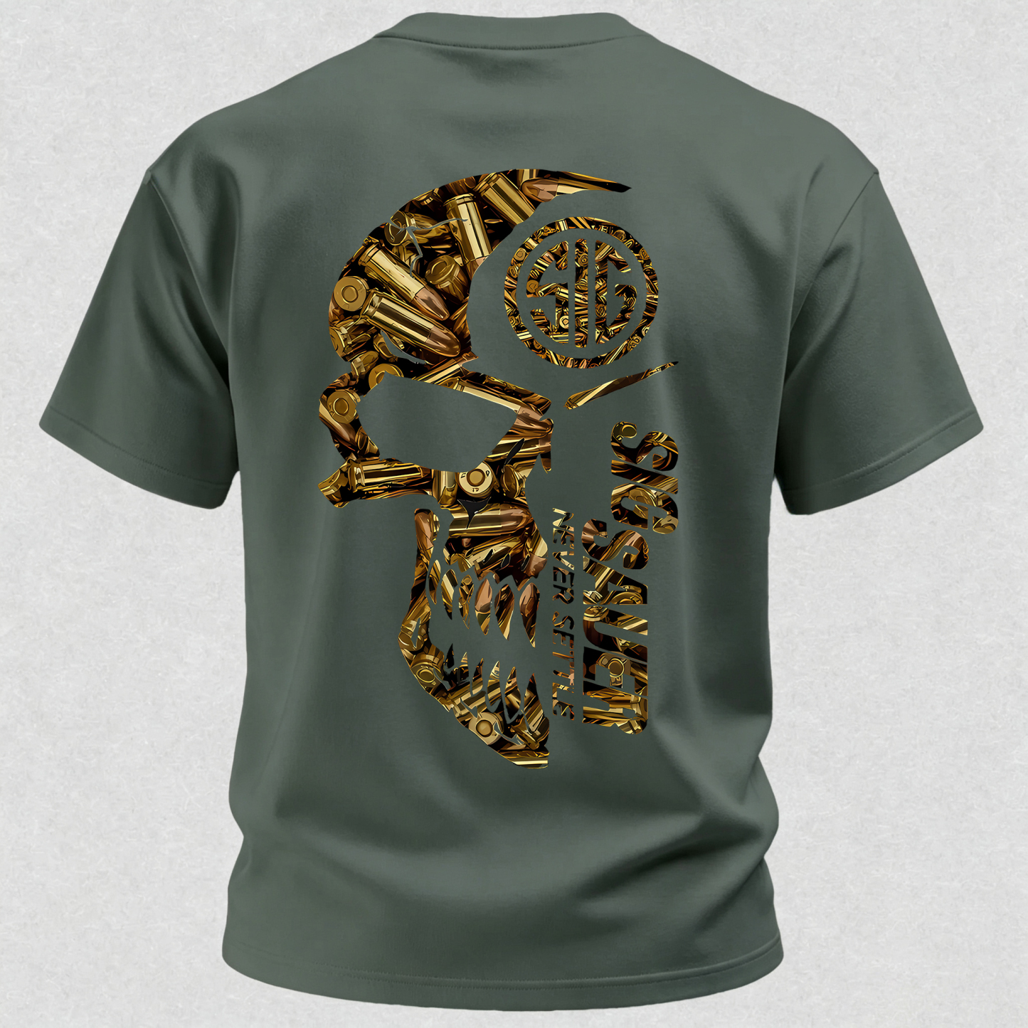Tactical Never Settle Skull Printed Men's T-Shirt