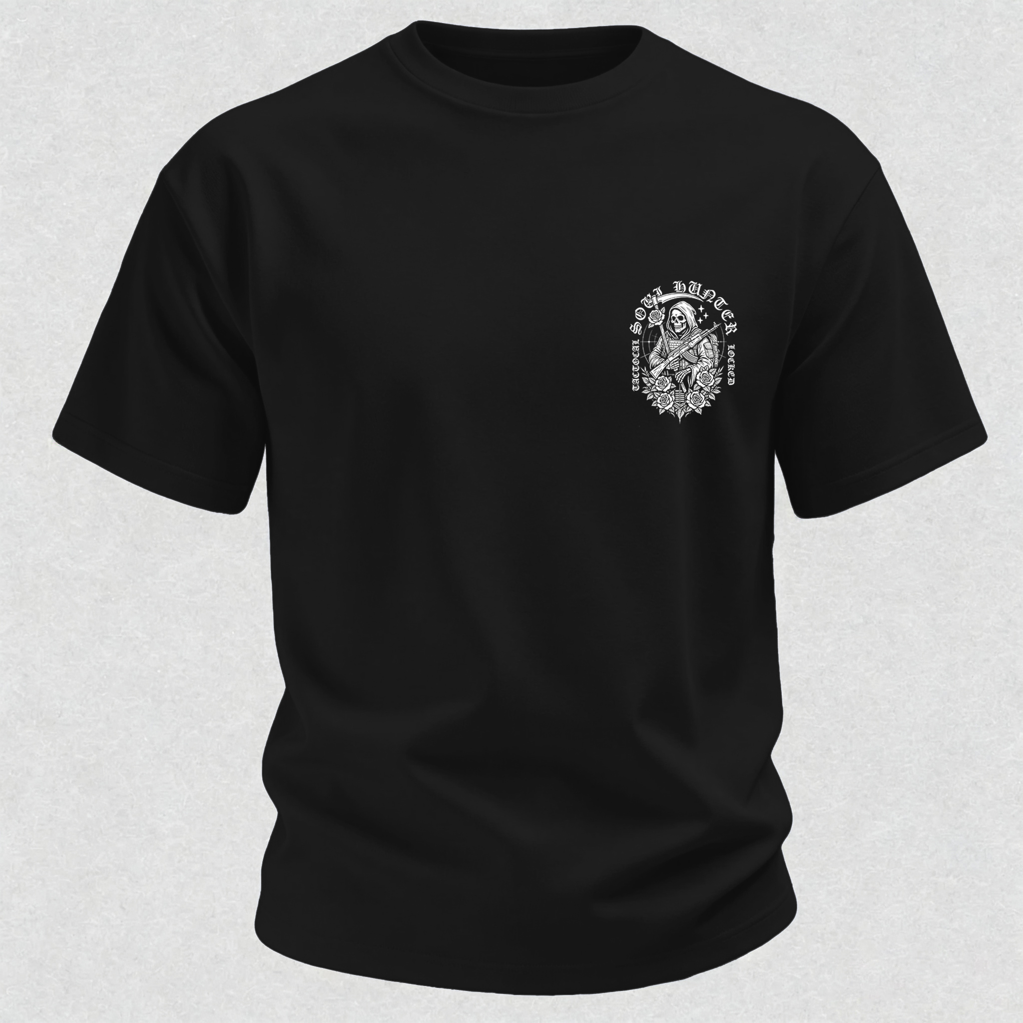 Grim Reaper With Gun Printed Men's T-Shirt