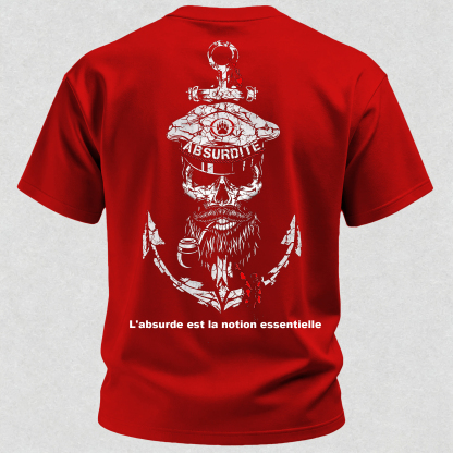 Vintage Cracked Sailor Captain Skull Anchor Print T-Shirt