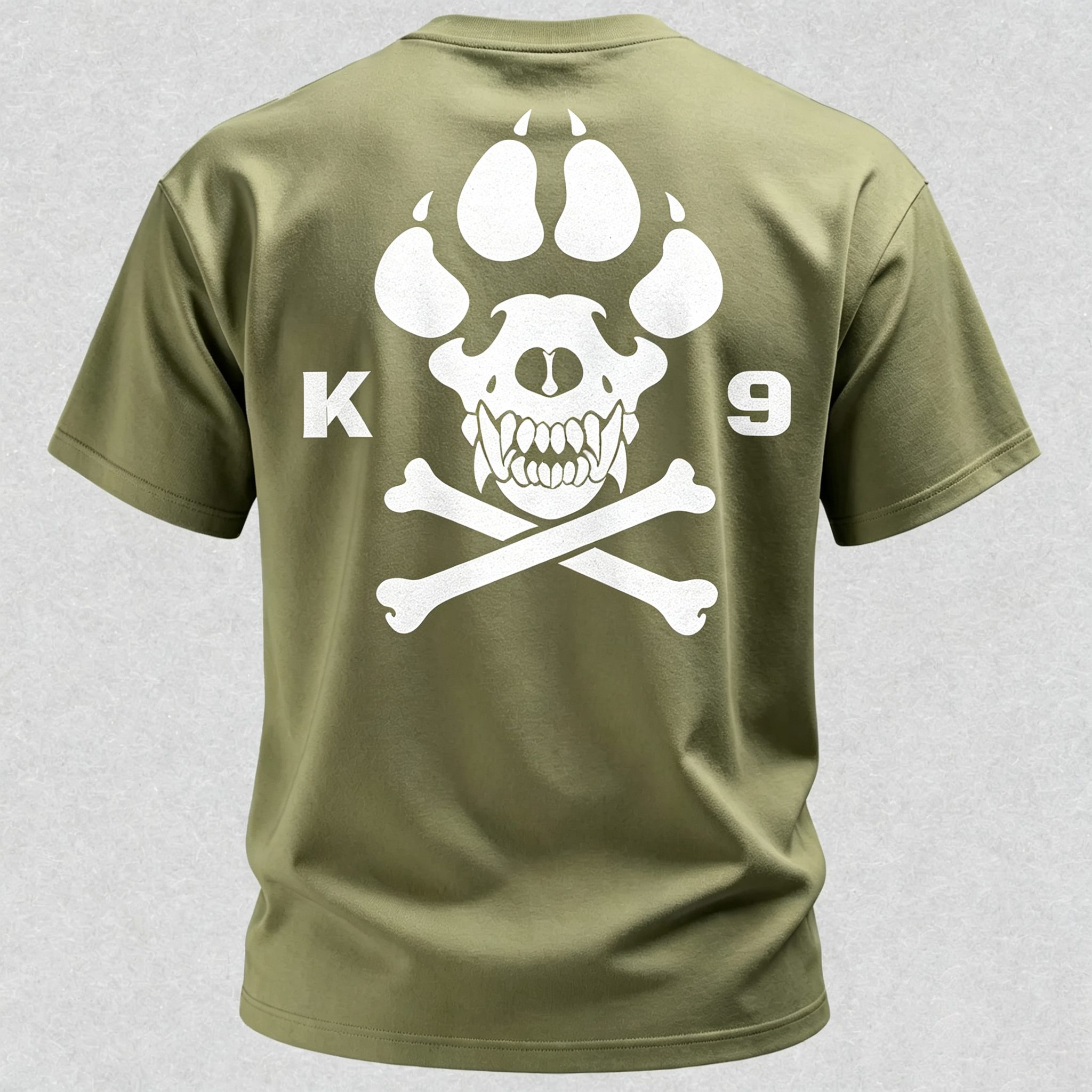 Vintage Biker K9 Dog Paw Skull Printed Men's T-Shirt