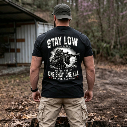 Stay Low One Shot One Kill Printed Men's T-Shirt