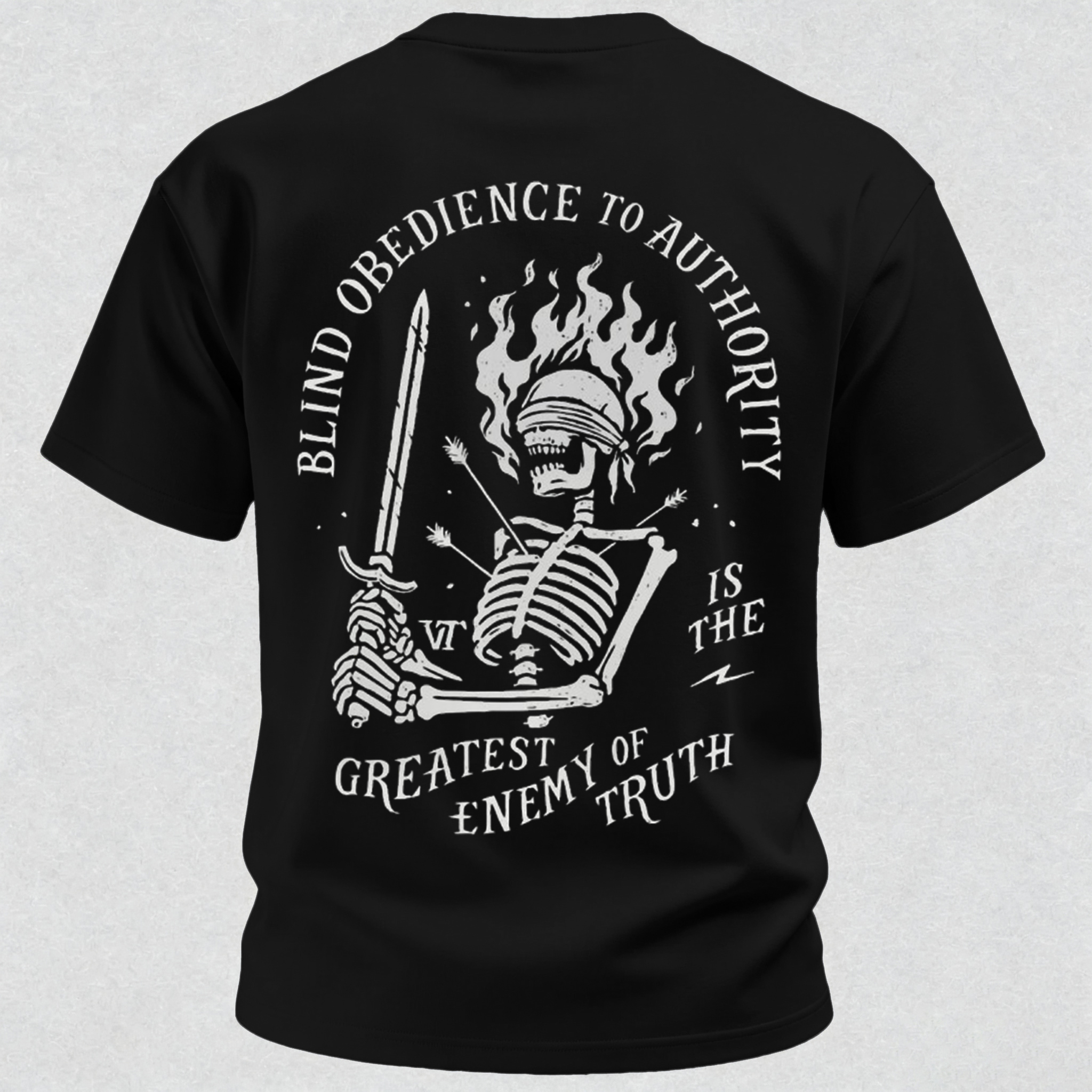 Skull Blind Obedience to Authority Is the Greatest Enemy of Truth Graphic T-Shirt