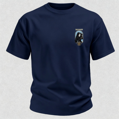 Precision Tactical Arch Window Nun with Rifle Since 1853 Vintage Illustration Cotton Print Men's T-Shirt