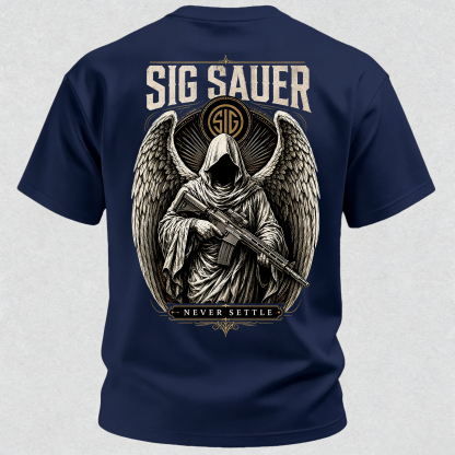 Tactical Angel Winged Grim Reaper with Rifle Dark Gothic Streetwear Men's Pocket T-Shirt