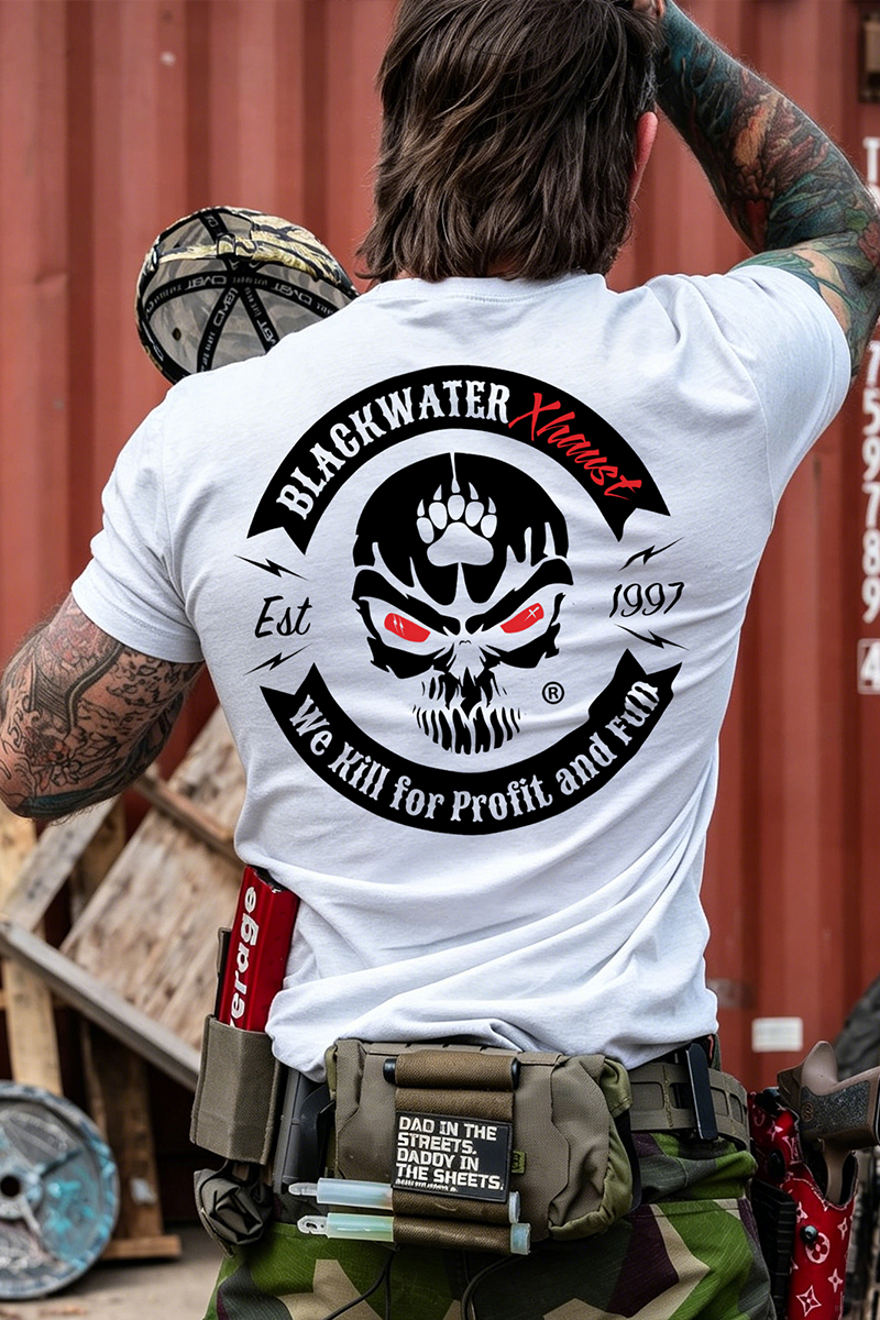 Blackwater We Kill for Profit and Fun Printed Men's T-Shirt