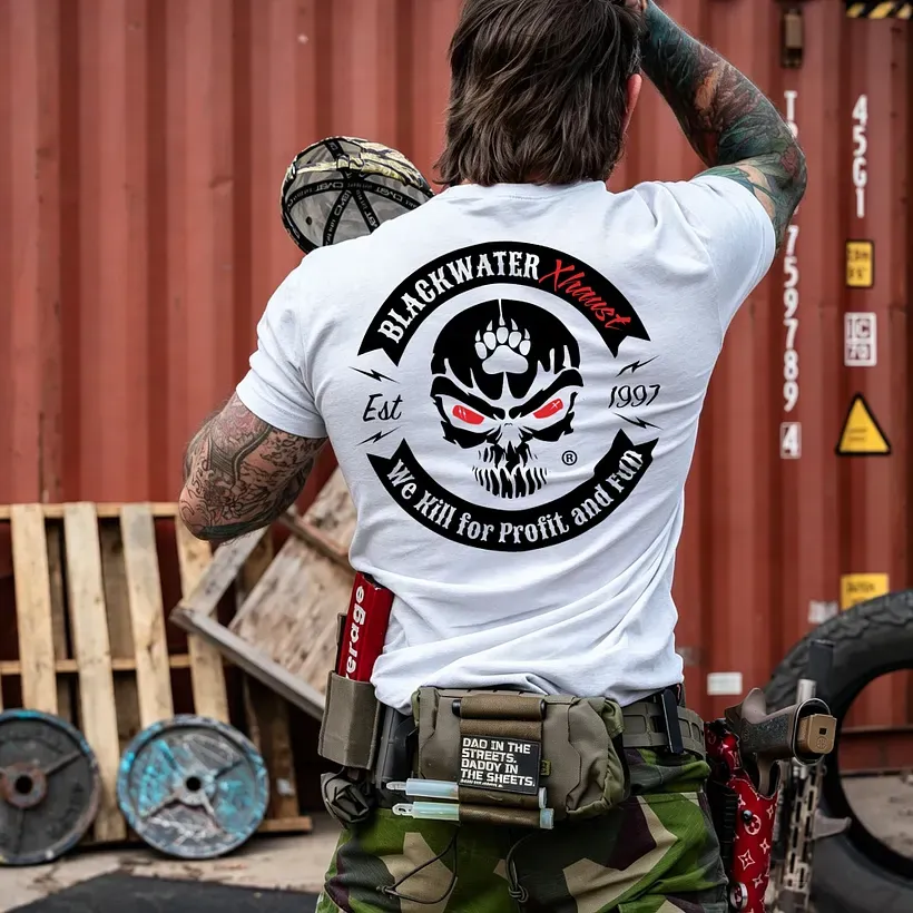 Blackwater We Kill for Profit and Fun Printed Men's T-Shirt