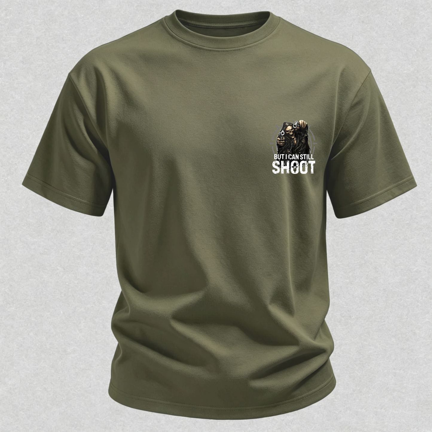 Too Old to Fight Too Slow to Run But I Can Still Shoot Pretty Good Printed Men's T-Shirt