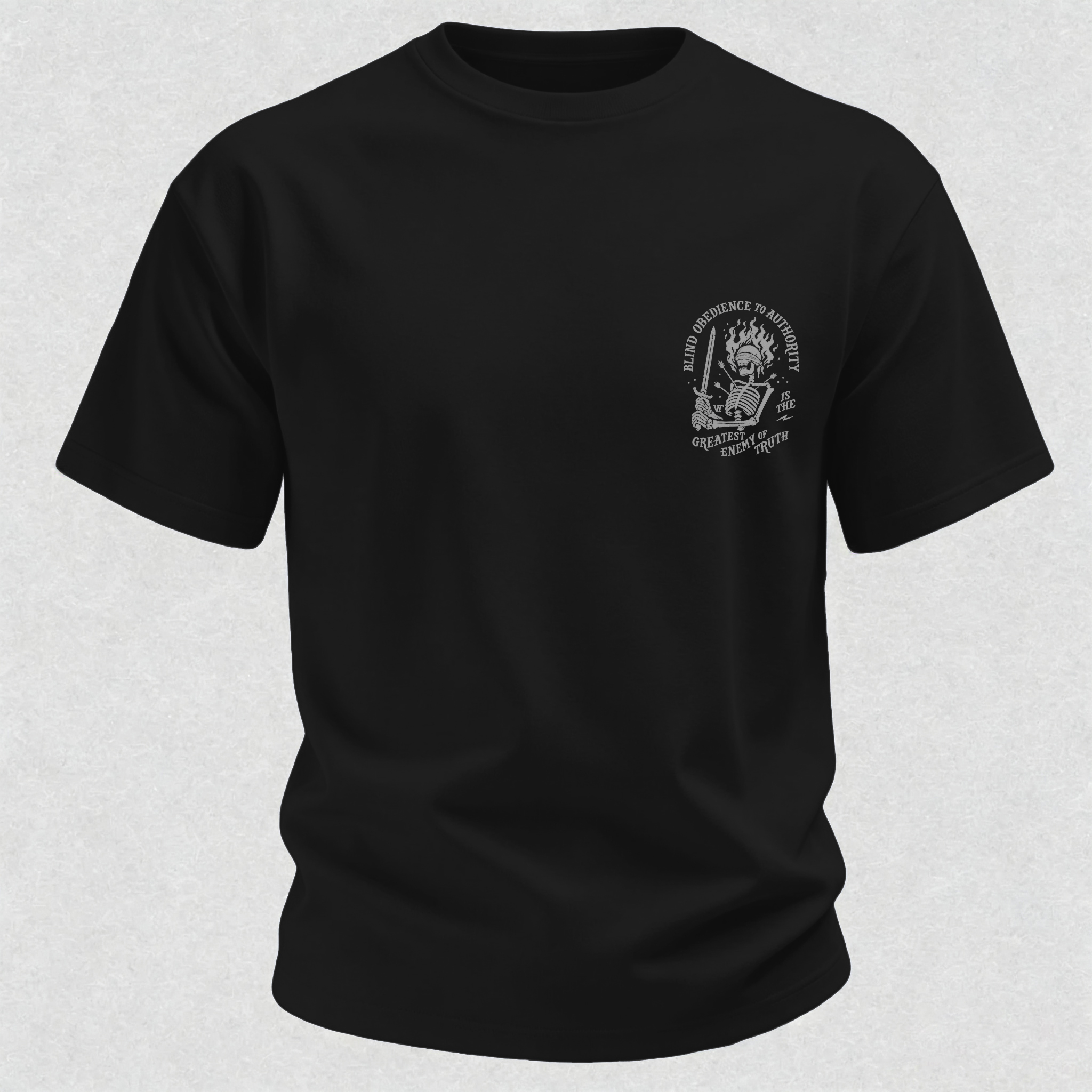 Skull Blind Obedience to Authority Is the Greatest Enemy of Truth Graphic T-Shirt