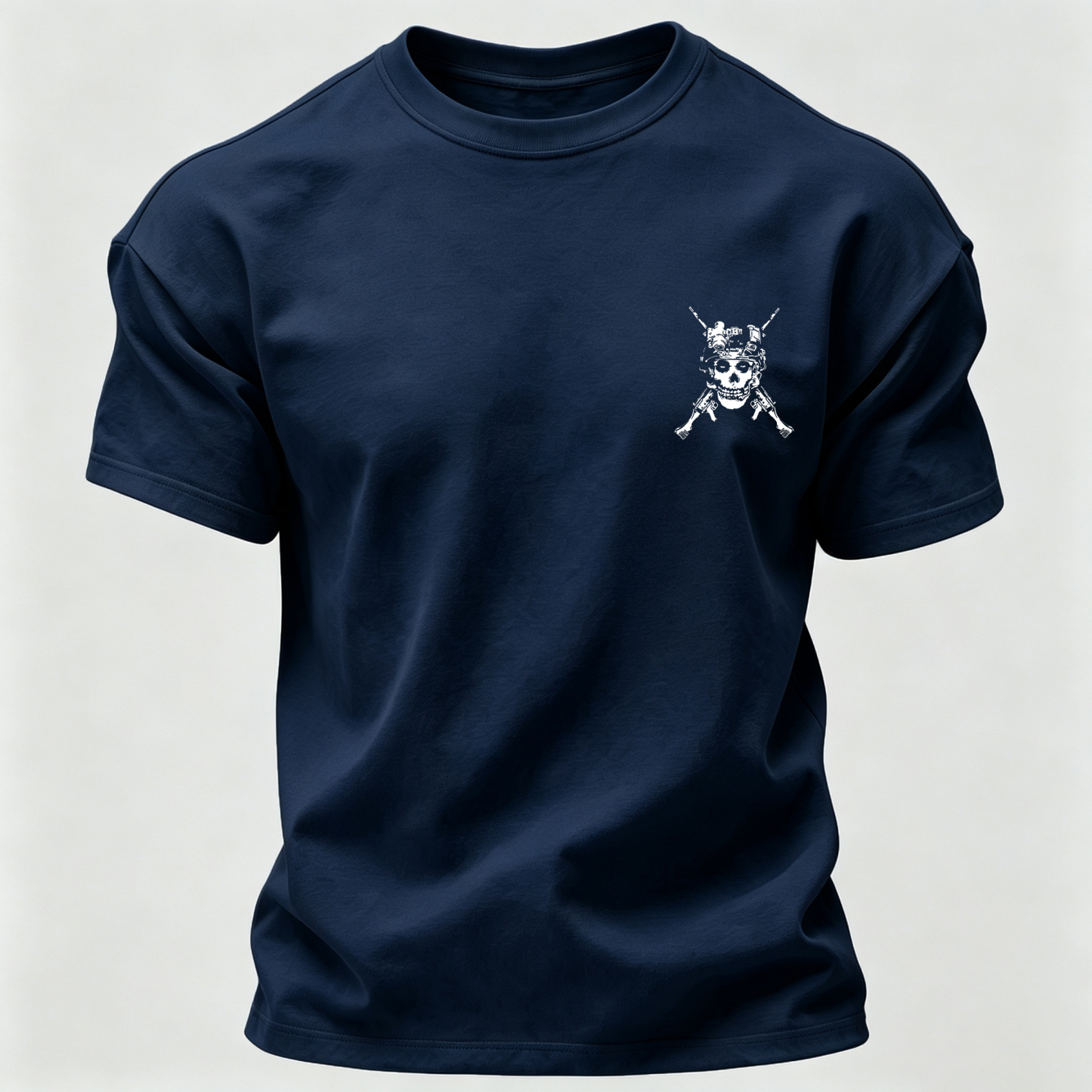 Men’s MISFIT No Compromise Tactical Skull Helmet NVG Rifle Graphic Tee Back Print T Shirt