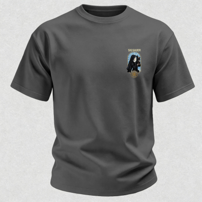 Precision Tactical Arch Window Nun with Rifle Since 1853 Vintage Illustration Cotton Print Men's T-Shirt