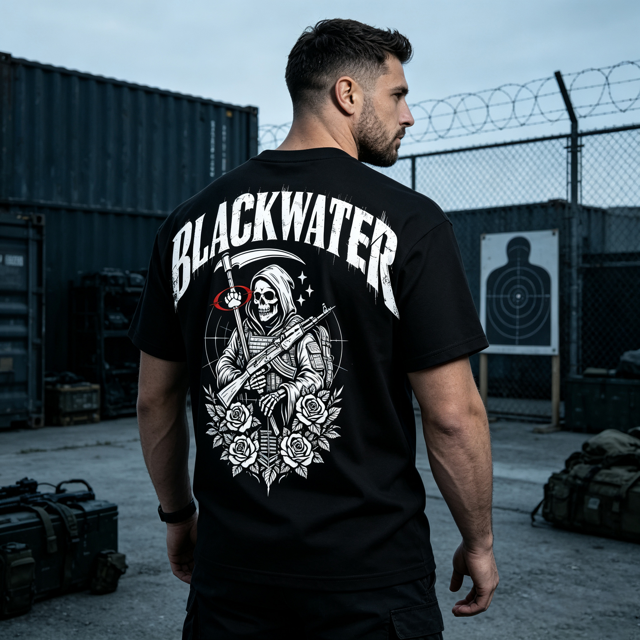 Grim Reaper With Gun Printed Men's T-Shirt