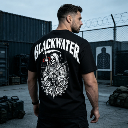 Grim Reaper With Gun Printed Men's T-Shirt