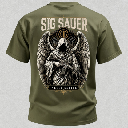 Tactical Angel Winged Grim Reaper with Rifle Dark Gothic Streetwear Men's Pocket T-Shirt