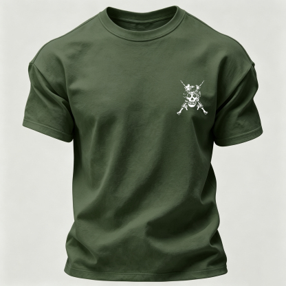 Men’s MISFIT No Compromise Tactical Skull Helmet NVG Rifle Graphic Tee Back Print T Shirt