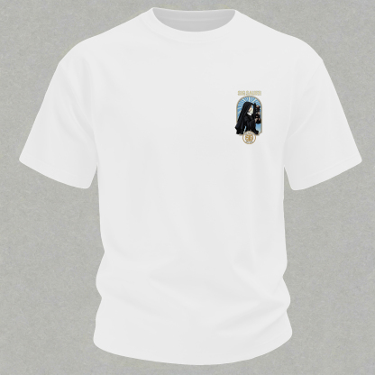Precision Tactical Arch Window Nun with Rifle Since 1853 Vintage Illustration Cotton Print Men's T-Shirt