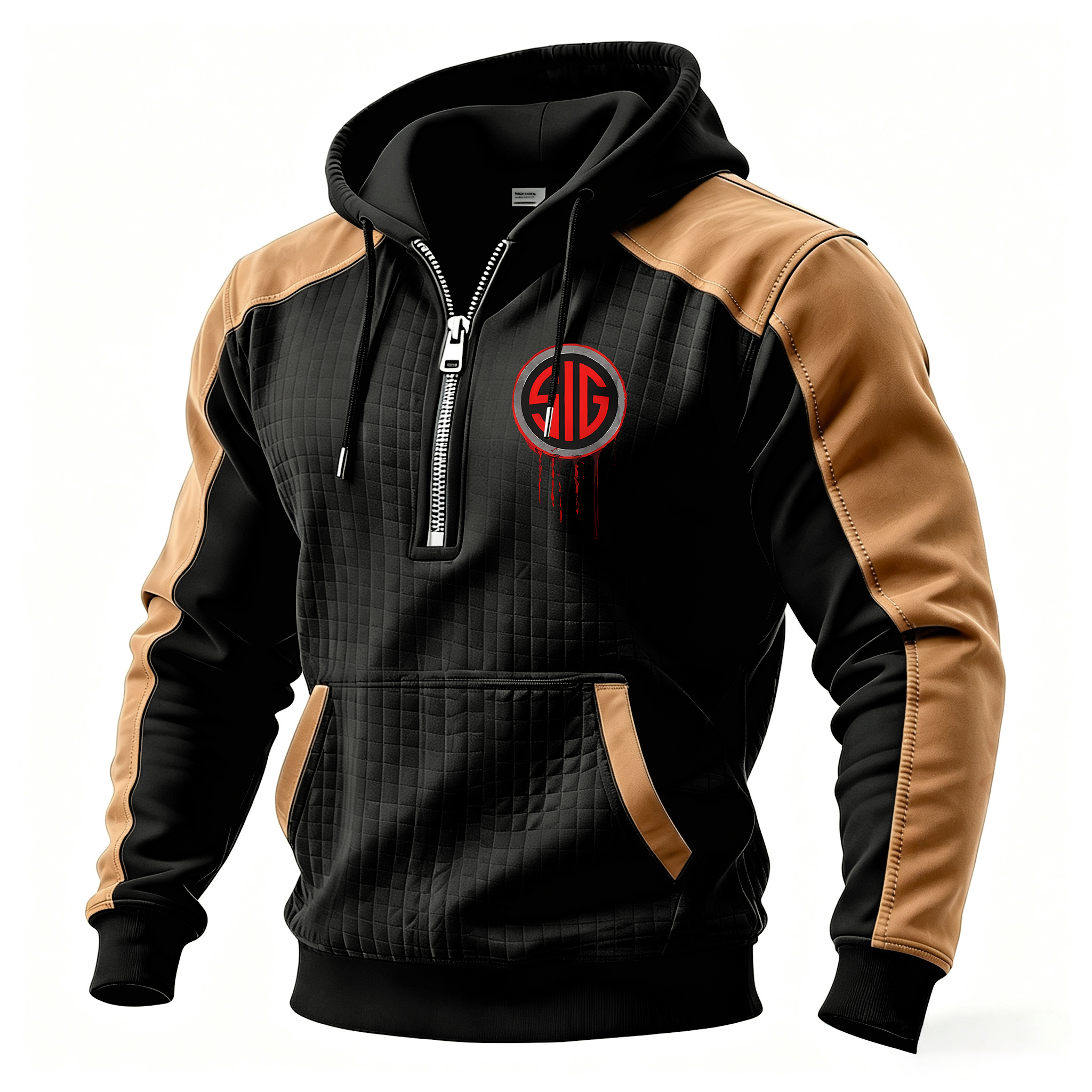 SKULL Printed Fleece-lined Unisex Color-Blocked Hoodie