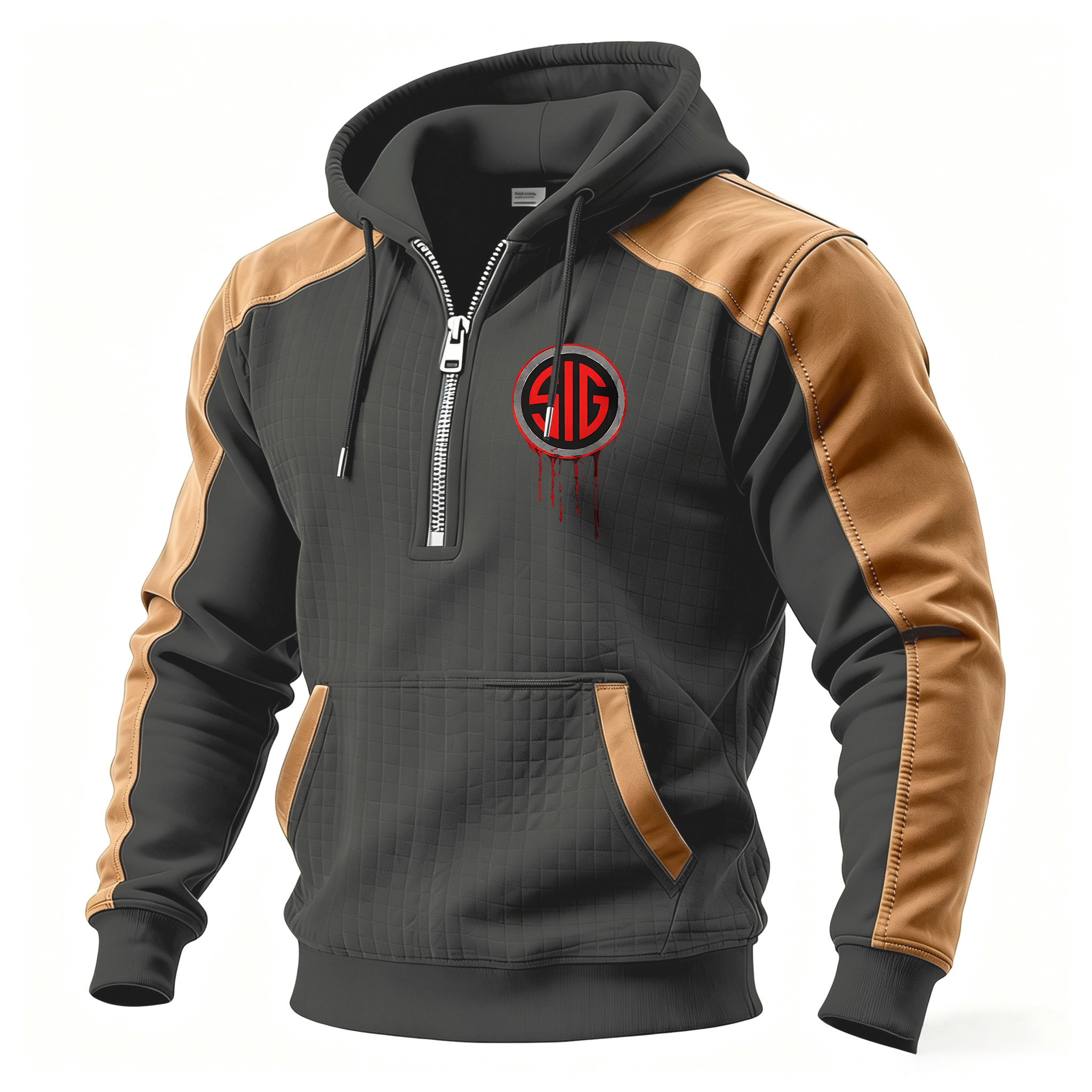SKULL Printed Fleece-lined Unisex Color-Blocked Hoodie