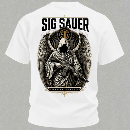 Tactical Angel Winged Grim Reaper with Rifle Dark Gothic Streetwear Men's Pocket T-Shirt