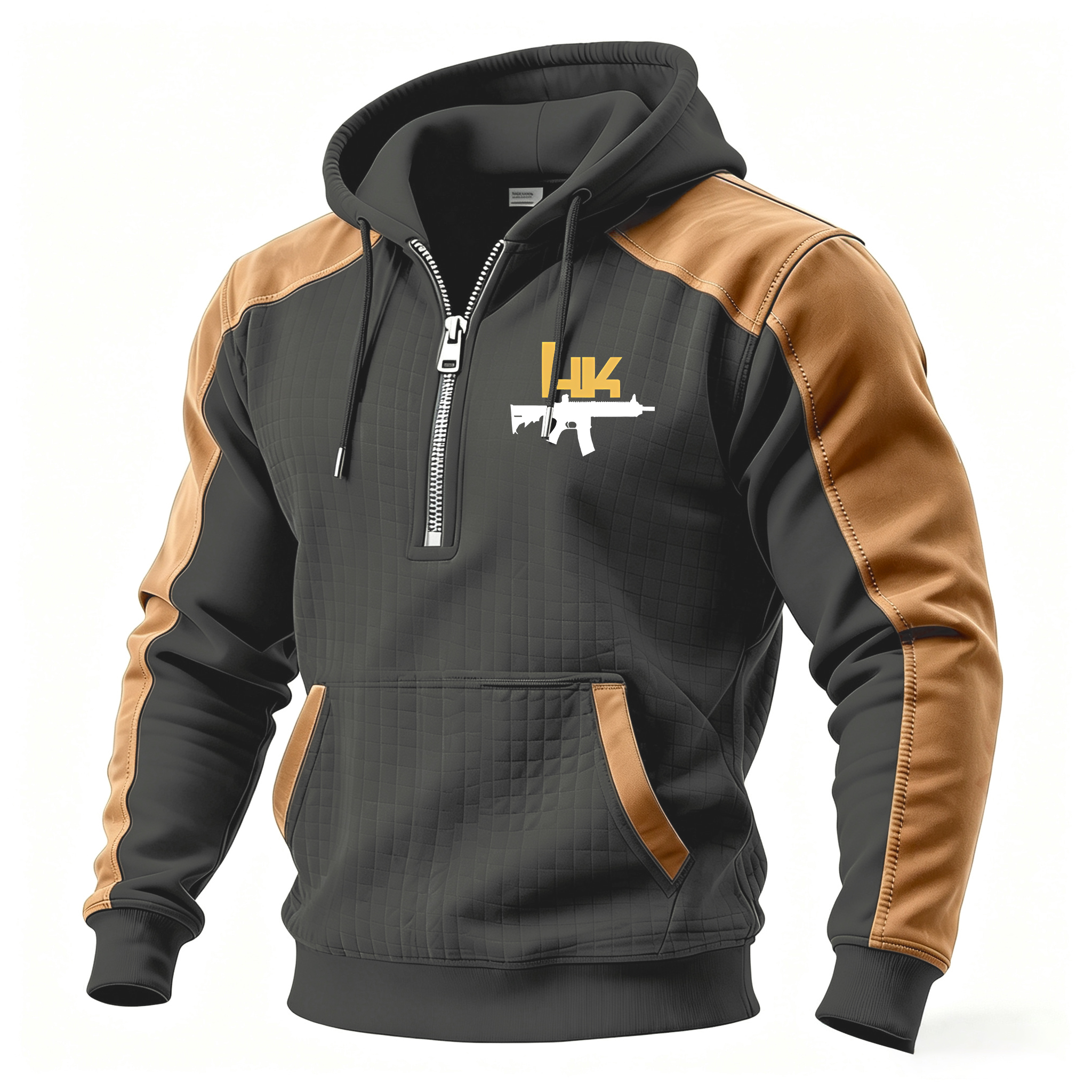 HK Skull Printed Fleece-lined Unisex Color-Blocked Hoodie