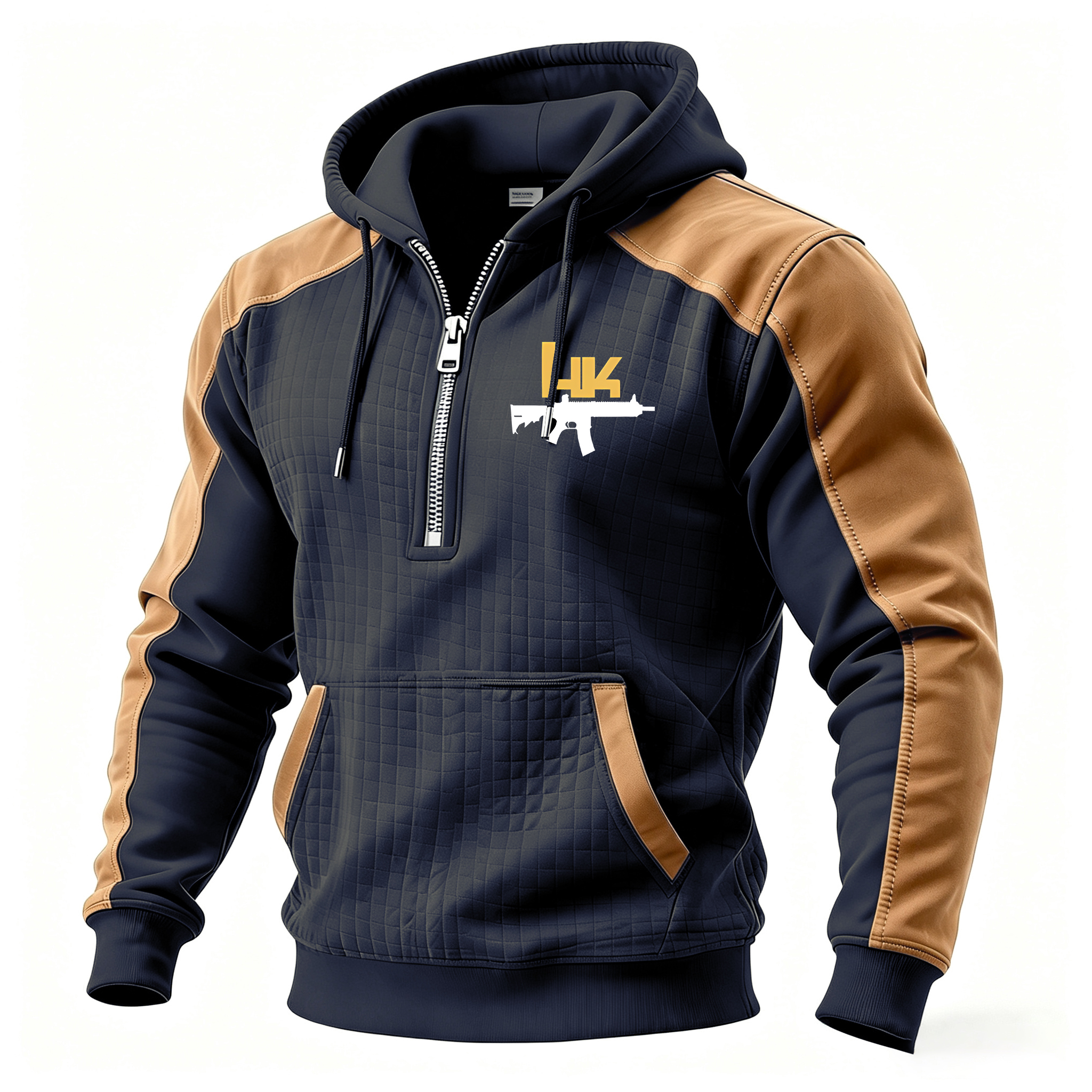 HK Skull Printed Fleece-lined Unisex Color-Blocked Hoodie