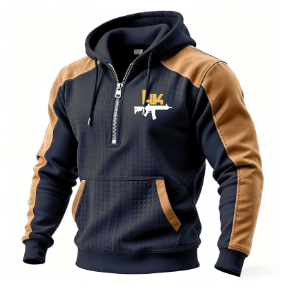 HK Skull Printed Fleece-lined Unisex Color-Blocked Hoodie