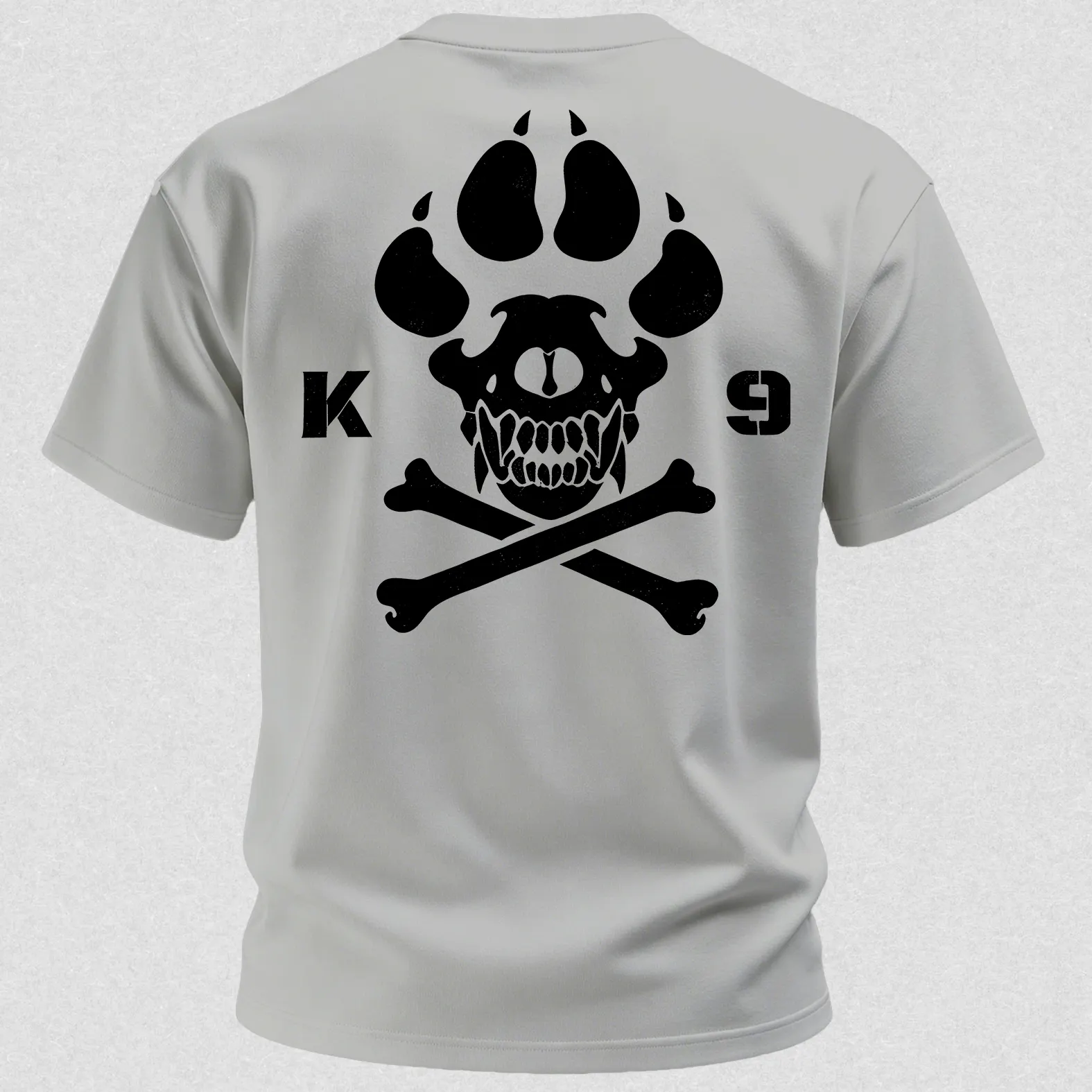 Vintage Biker K9 Dog Paw Skull Printed Men's T-Shirt