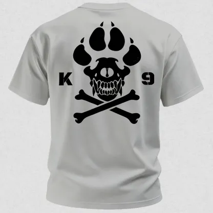 Vintage Biker K9 Dog Paw Skull Printed Men's T-Shirt