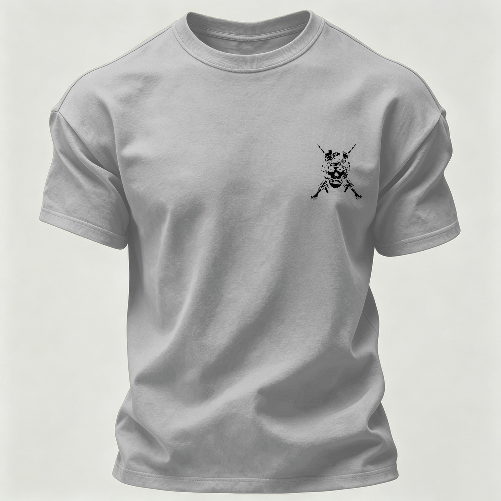 Men’s MISFIT No Compromise Tactical Skull Helmet NVG Rifle Graphic Tee Back Print T Shirt