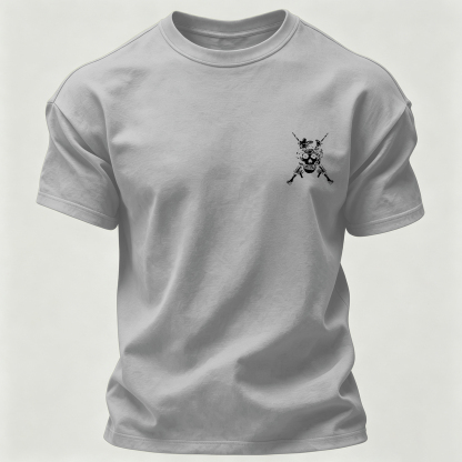 Men’s MISFIT No Compromise Tactical Skull Helmet NVG Rifle Graphic Tee Back Print T Shirt