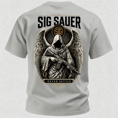 Tactical Angel Winged Grim Reaper with Rifle Dark Gothic Streetwear Men's Pocket T-Shirt
