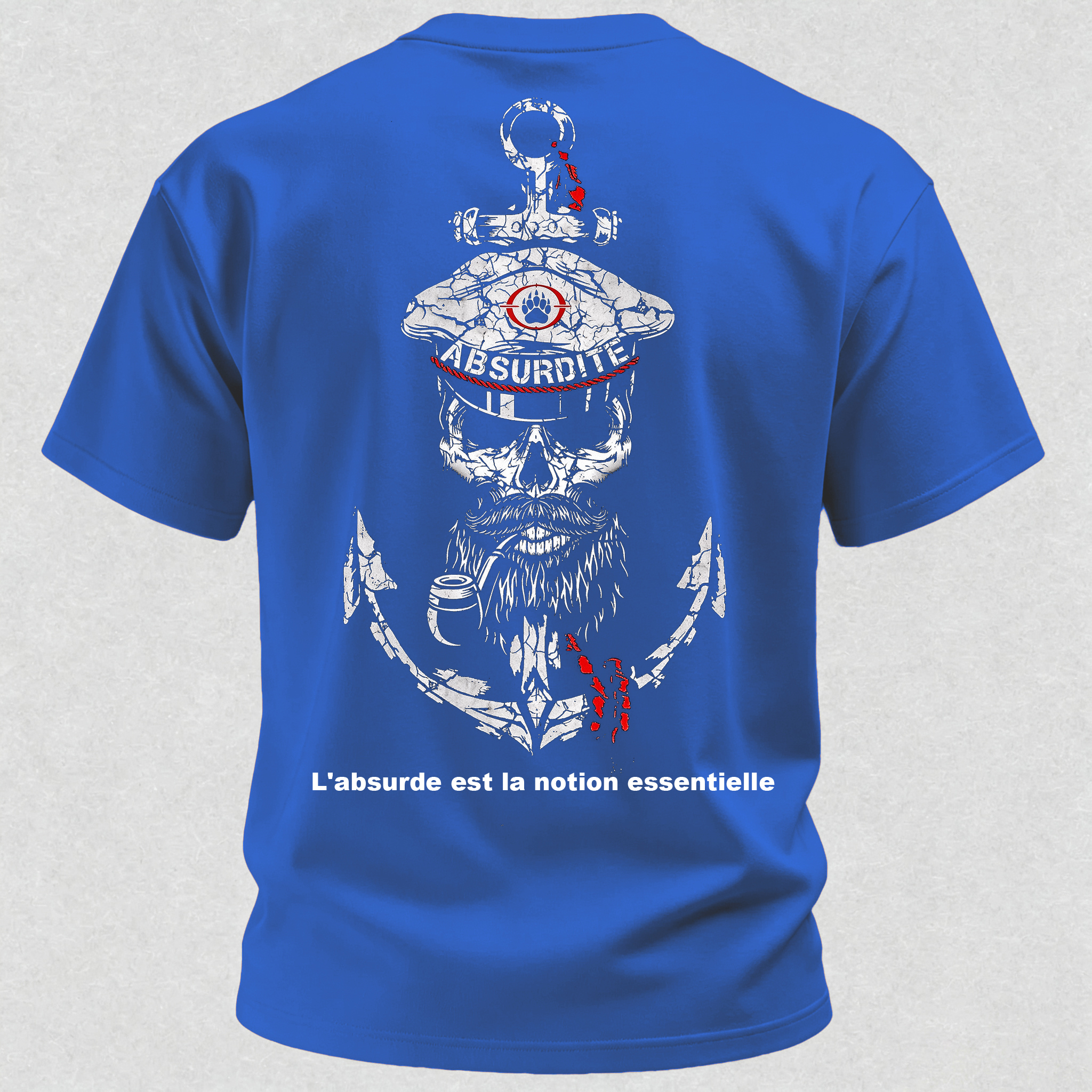 Vintage Cracked Sailor Captain Skull Anchor Print T-Shirt