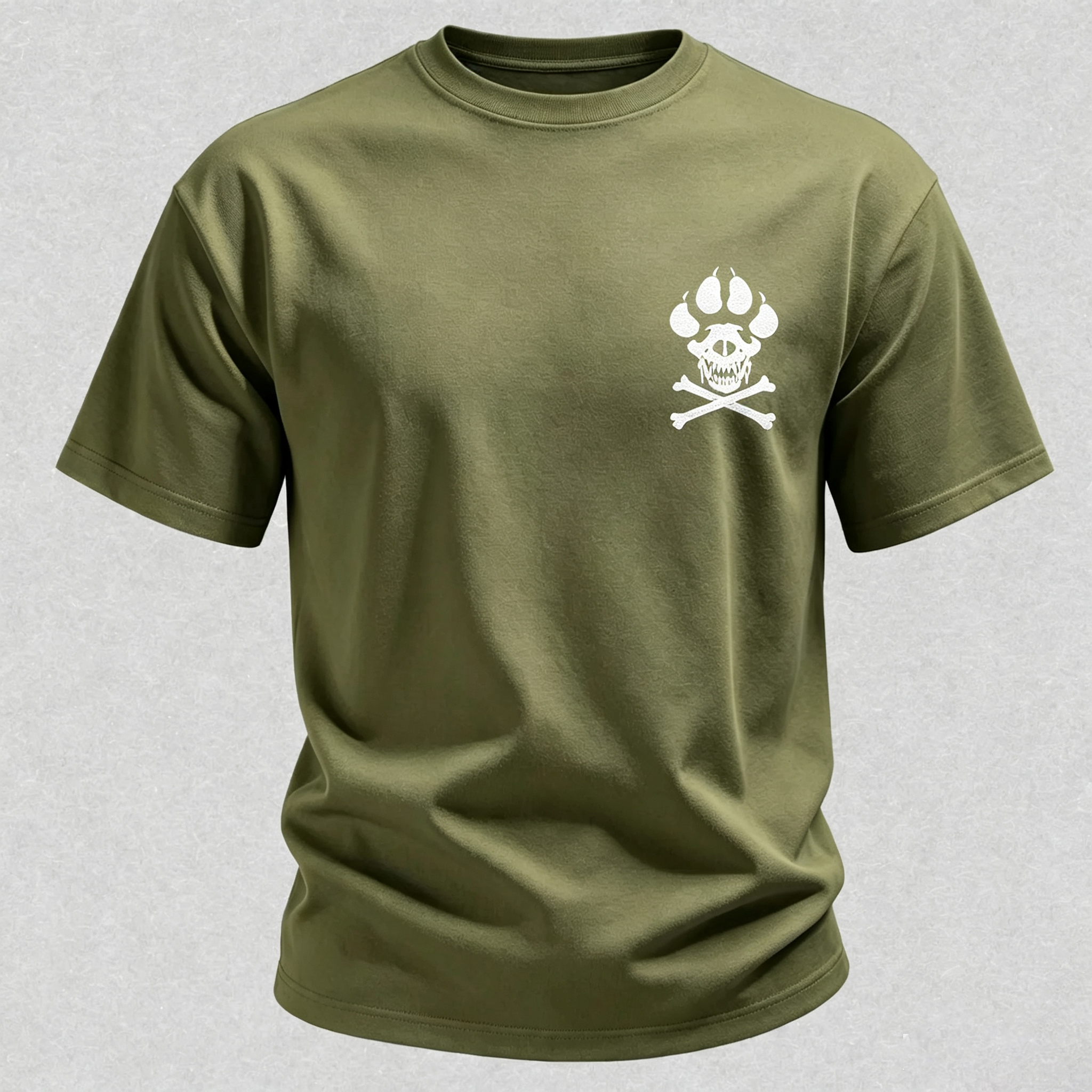 Vintage Biker K9 Dog Paw Skull Printed Men's T-Shirt