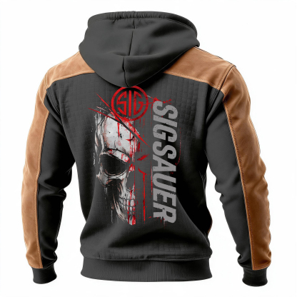 SKULL Printed Fleece-lined Unisex Color-Blocked Hoodie