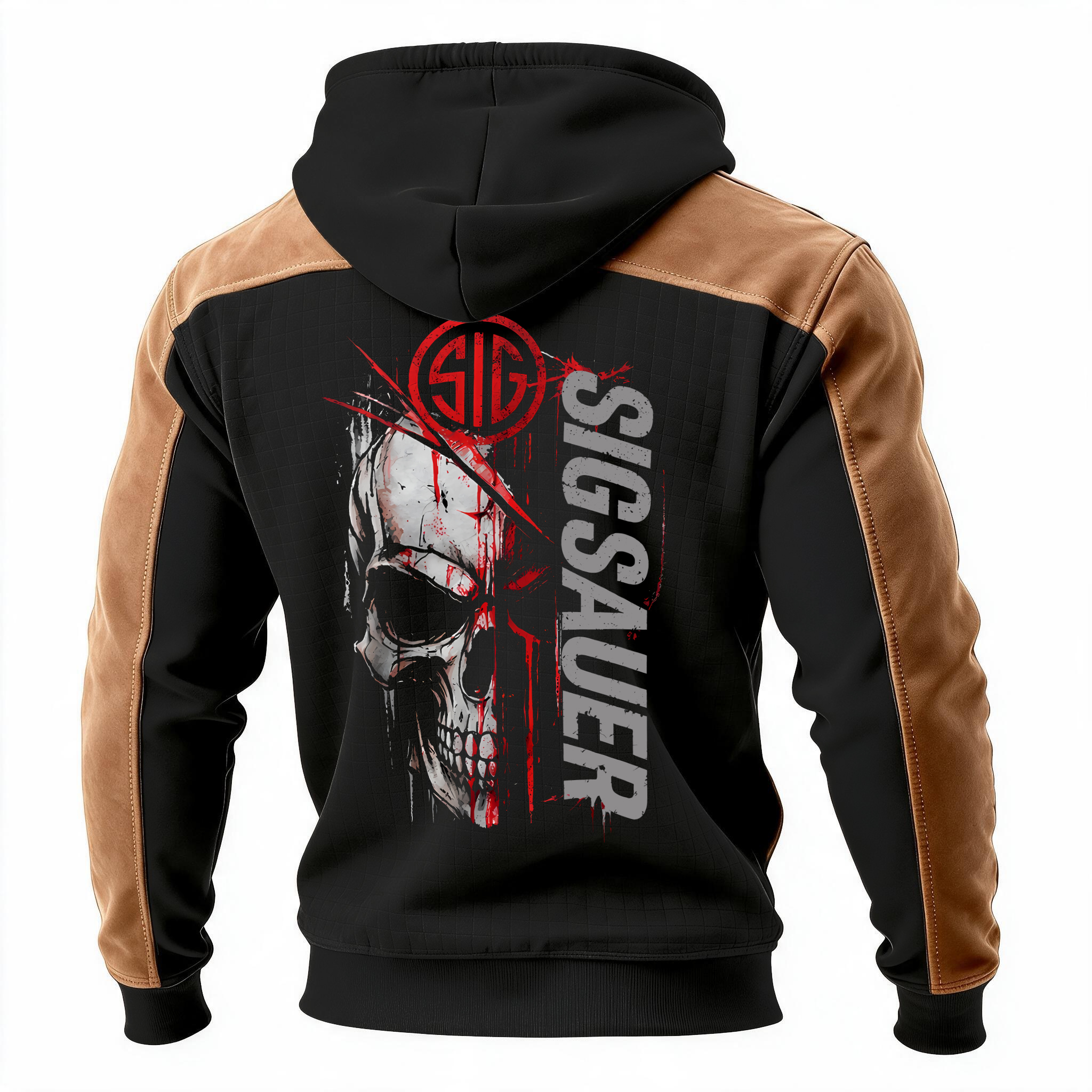 SKULL Printed Fleece-lined Unisex Color-Blocked Hoodie