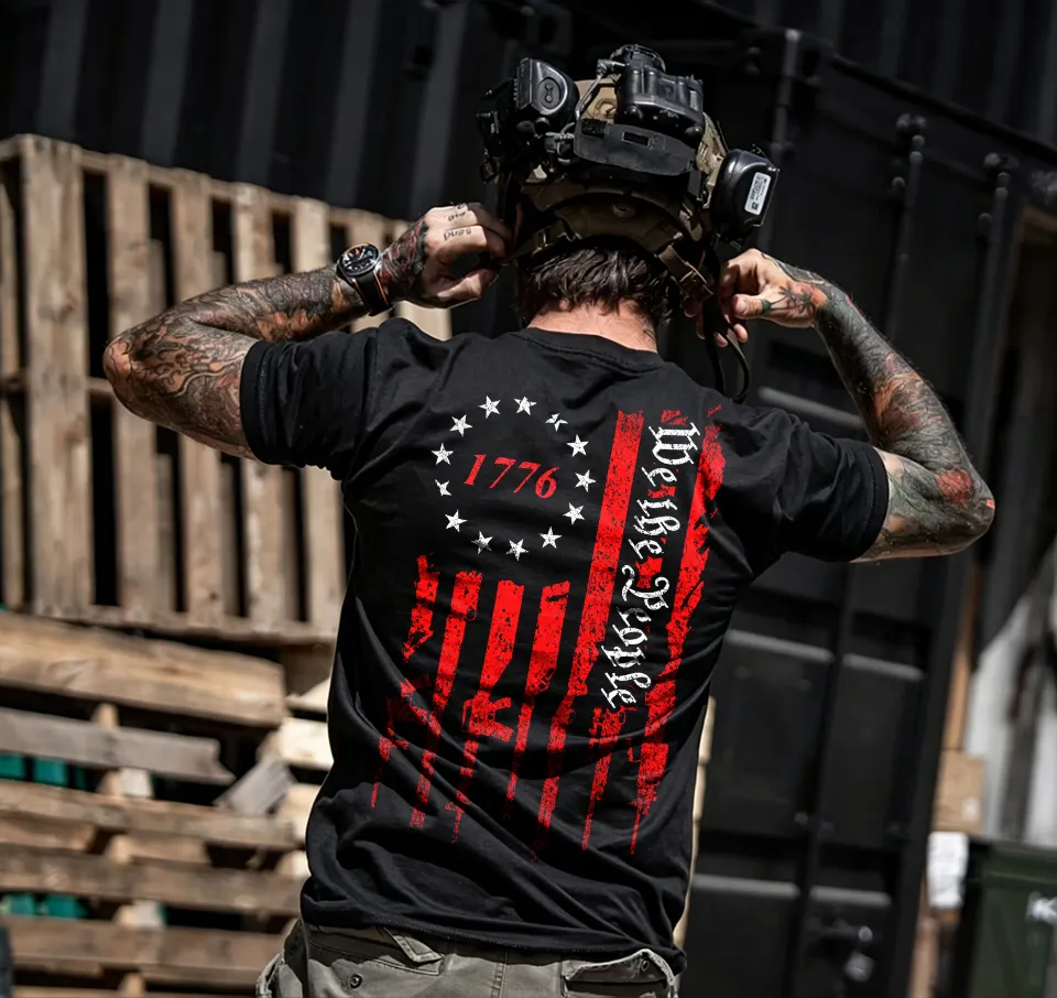 Angel and Demon Dual Pistols Men's Cotton Graphic T-Shirt Tactical Heaven and Hell Combat