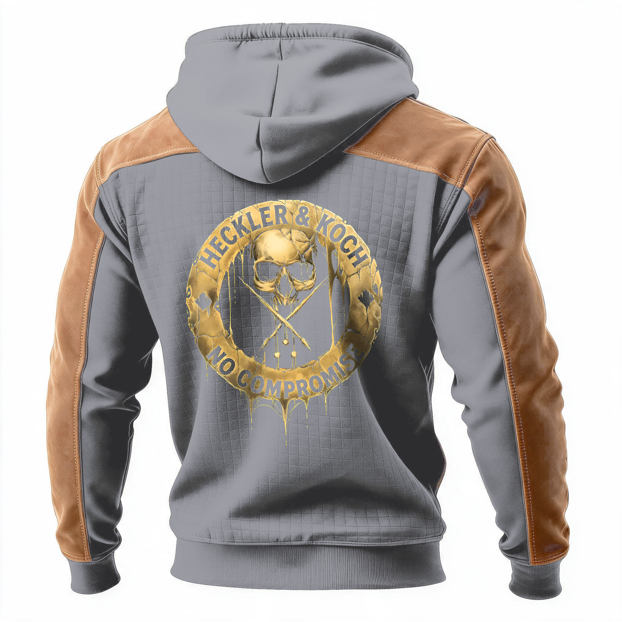 HK Skull Printed Fleece-lined Unisex Color-Blocked Hoodie