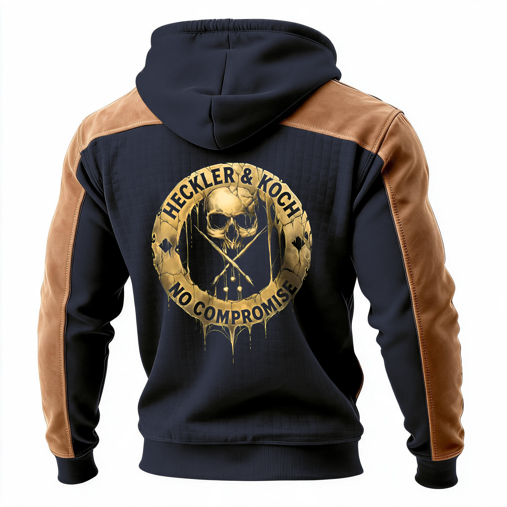 HK Skull Printed Fleece-lined Unisex Color-Blocked Hoodie