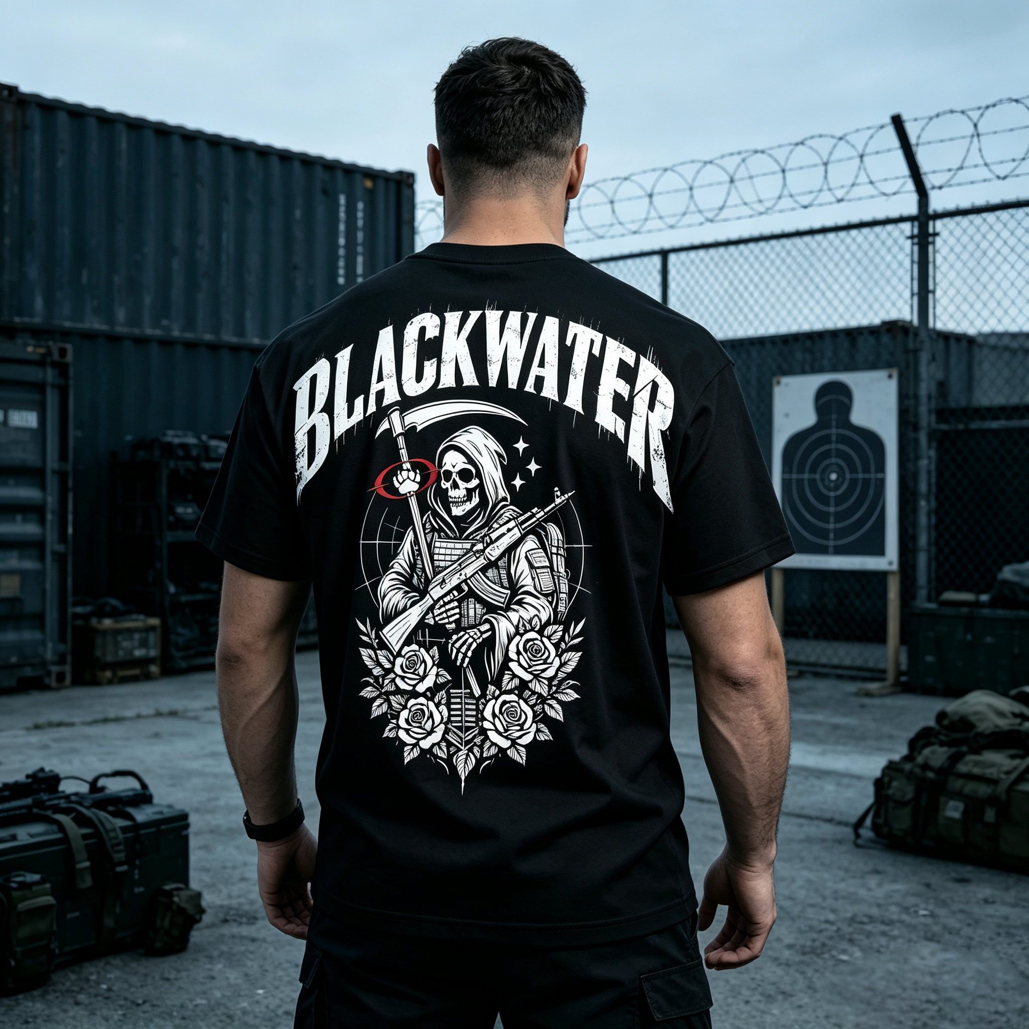 Grim Reaper With Gun Printed Men's T-Shirt