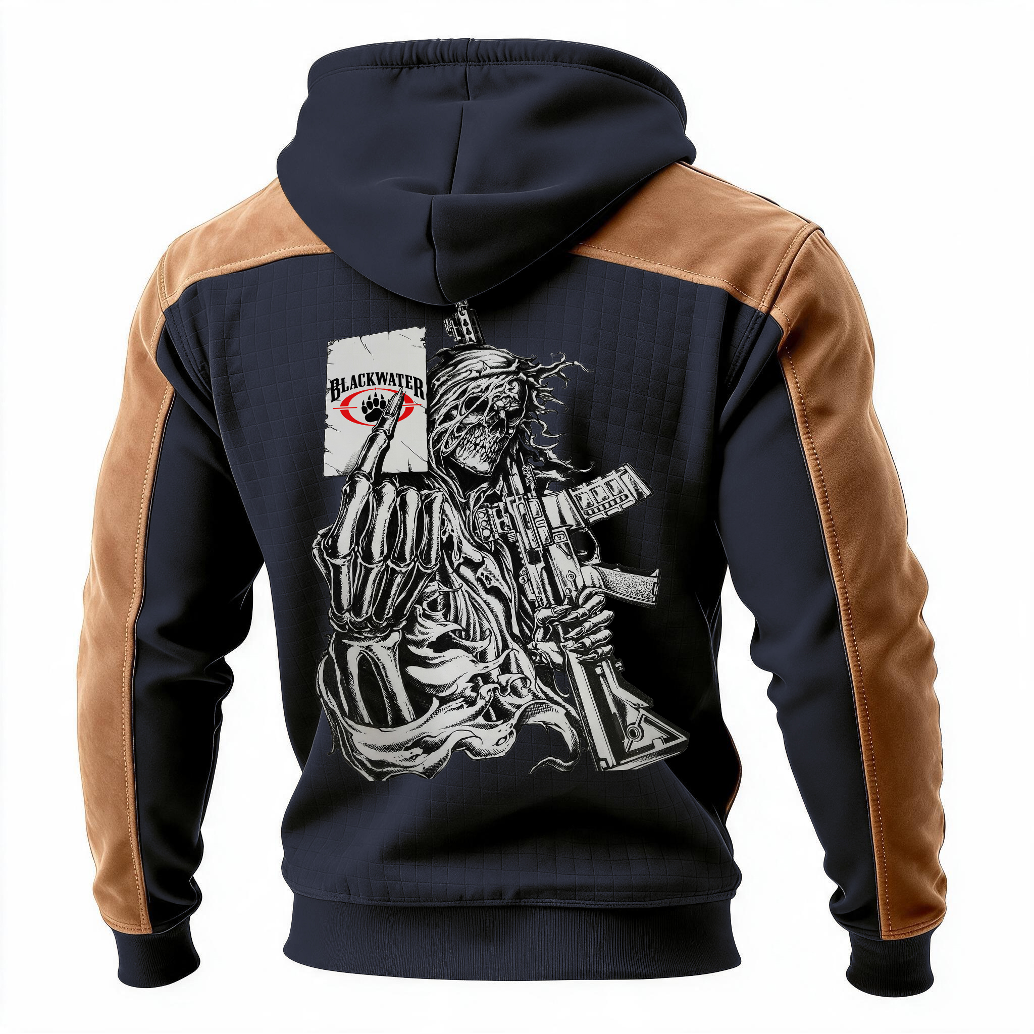 Death's Business Card Printed Fleece-lined Unisex Color-Blocked Hoodie