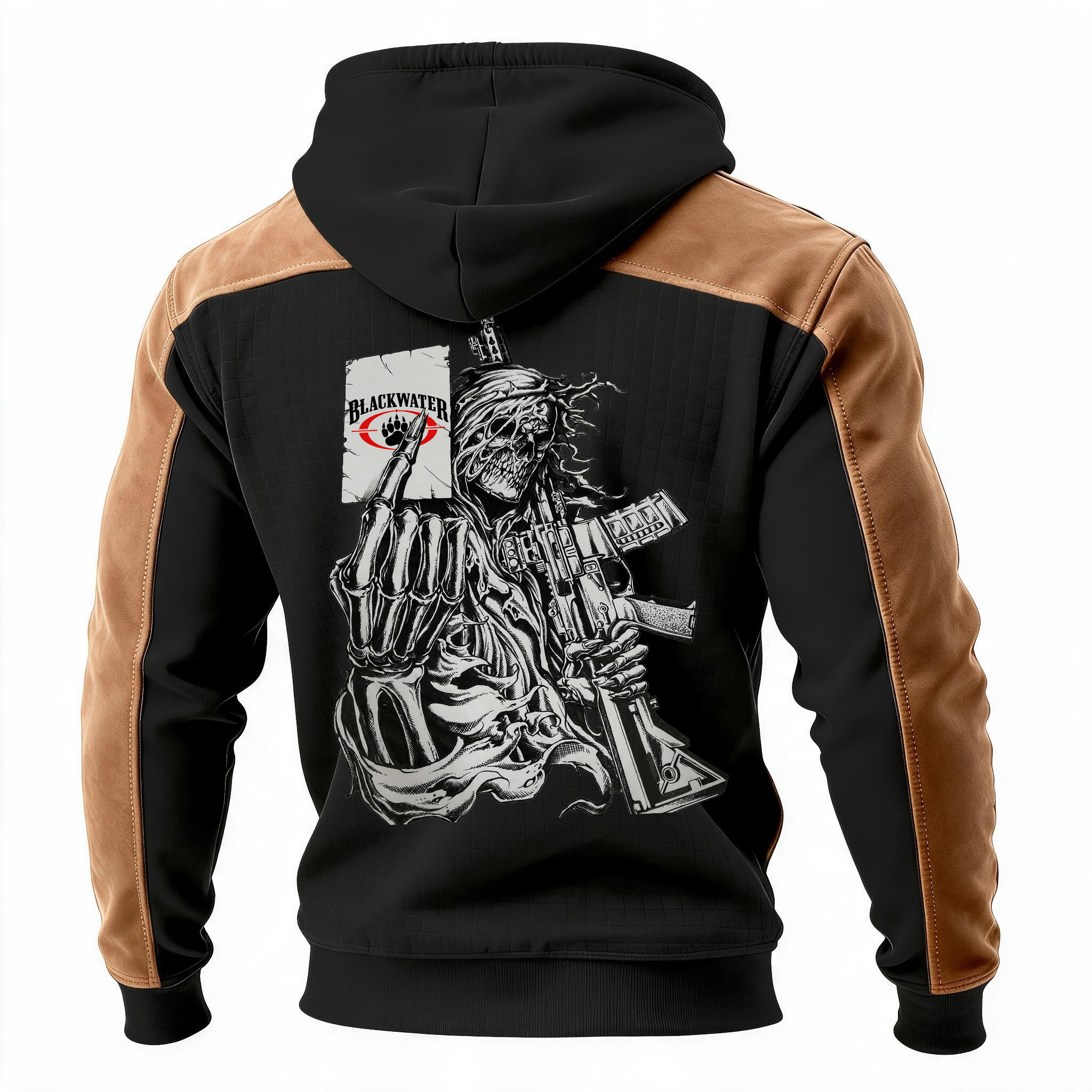 Death's Business Card Printed Fleece-lined Unisex Color-Blocked Hoodie