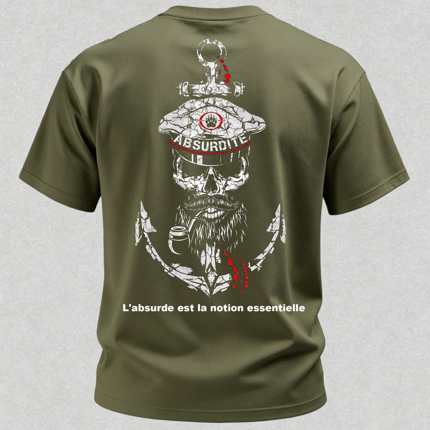 Vintage Cracked Sailor Captain Skull Anchor Print T-Shirt