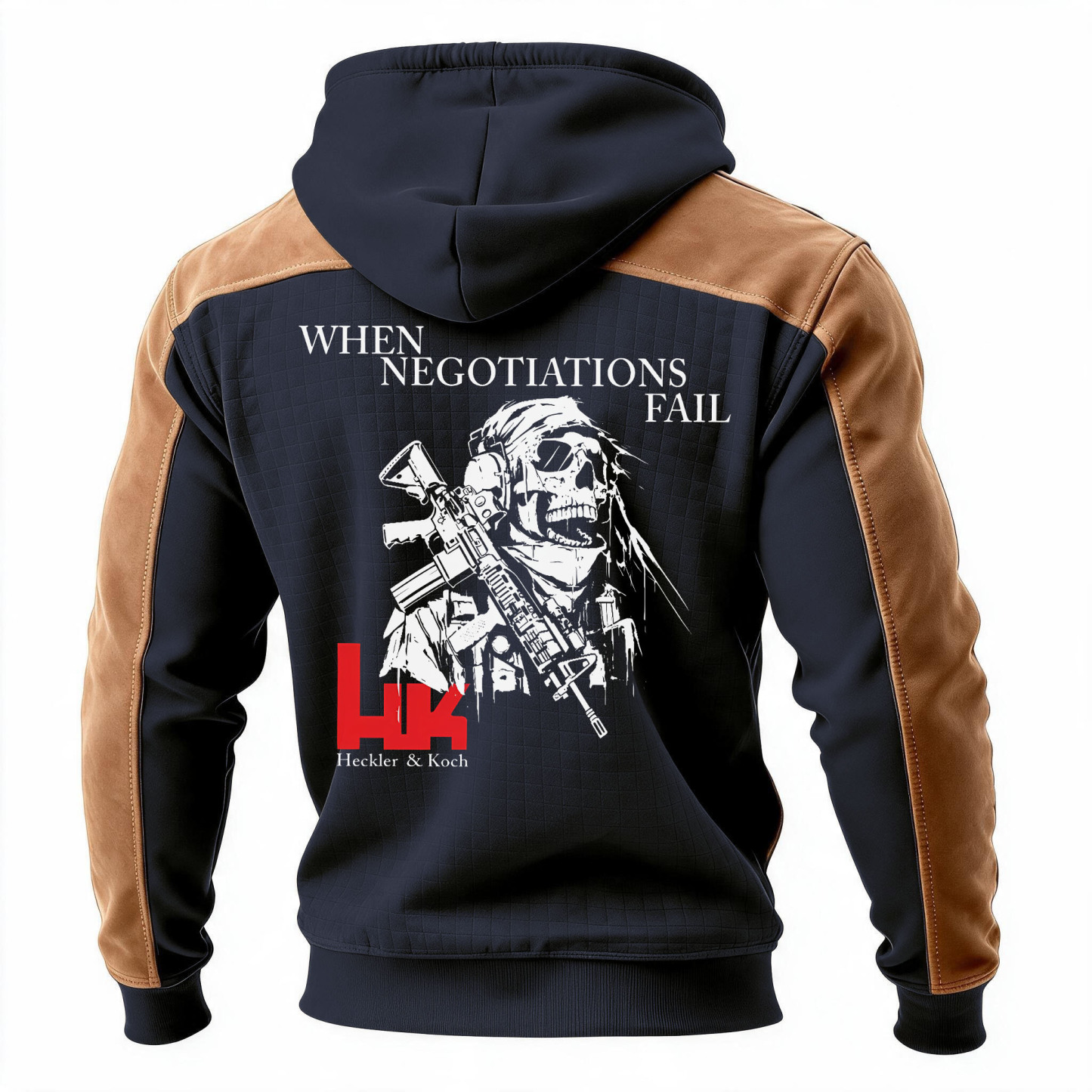 When Negotiations Fail Printed Fleece-lined Unisex Color-Blocked Hoodie