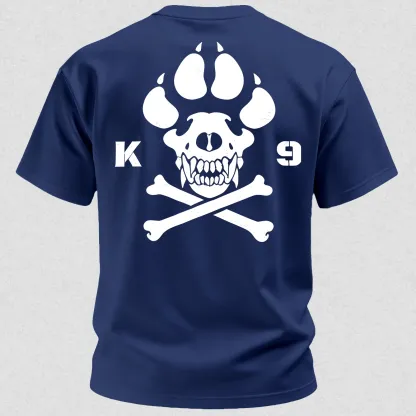 Vintage Biker K9 Dog Paw Skull Printed Men's T-Shirt